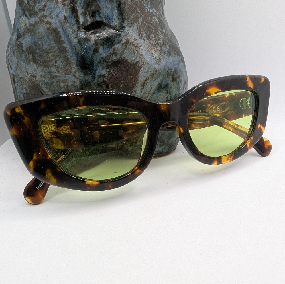 Tortoise Shell Sunglasses with Green Lenses